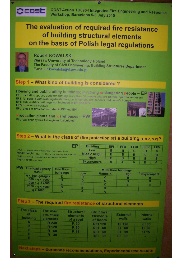 6.11 The evalution of required fire resistance of building structural elements on the basis of Polish Legal regulations